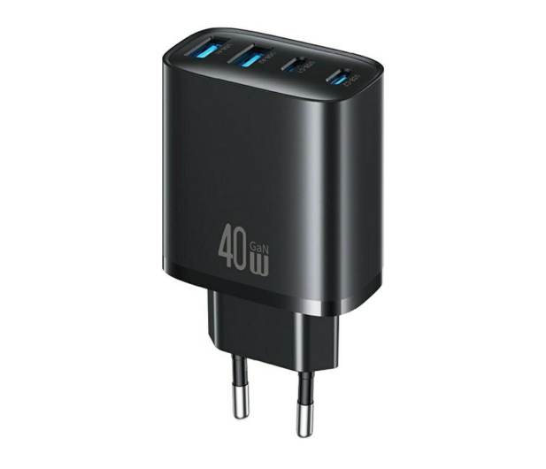 USAMS Ładowarka sieciowa 40W 2xUSB-A/2xUSB-C czarny - 1490224 - zdjęcie